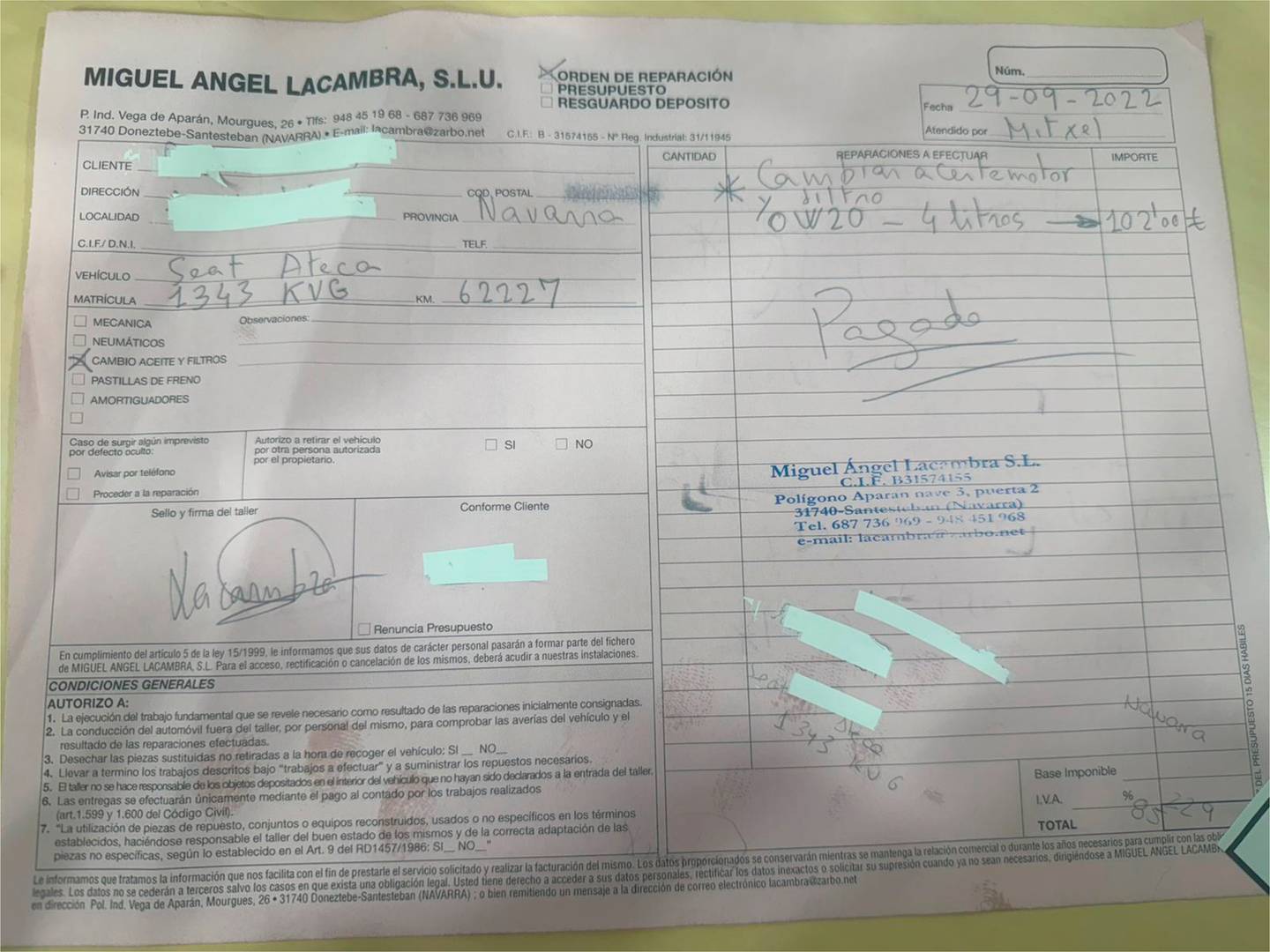 Foto del mantenimiento del Seat Ateca SEAT Ateca 1.0 TSI S&S Ecomotive Style (115 CV)