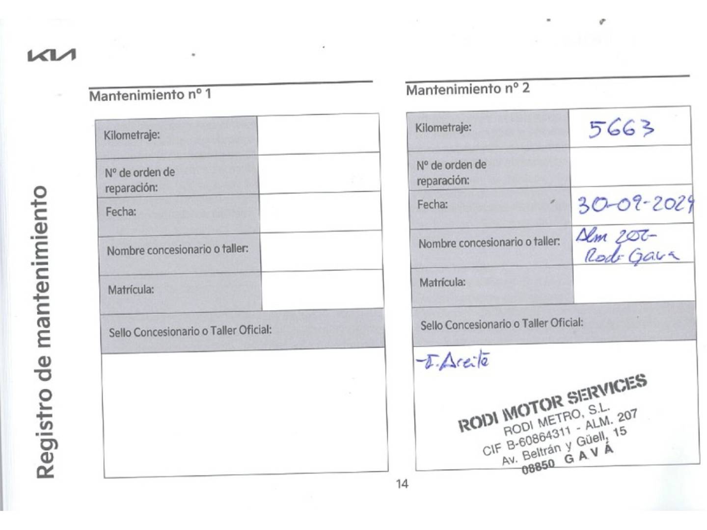 Foto del mantenimiento del KIA Picanto KIA Picanto 1.2 DPi GT Line (84 CV)