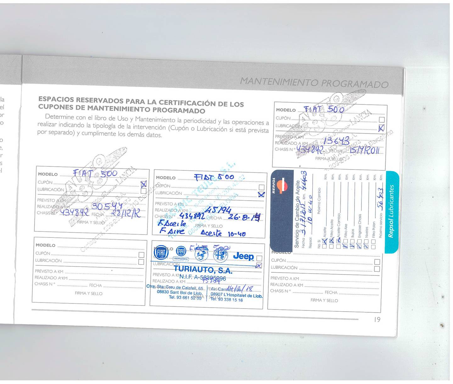 Foto del mantenimiento del Fiat 500 Fiat 500 1.2 8v Lounge (69 CV)
