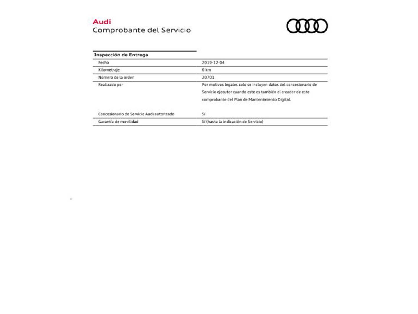 Foto del mantenimiento del Audi A4 Audi A4 Avant Avant 40 g-tron S line S-Tronic (170 CV) GNC