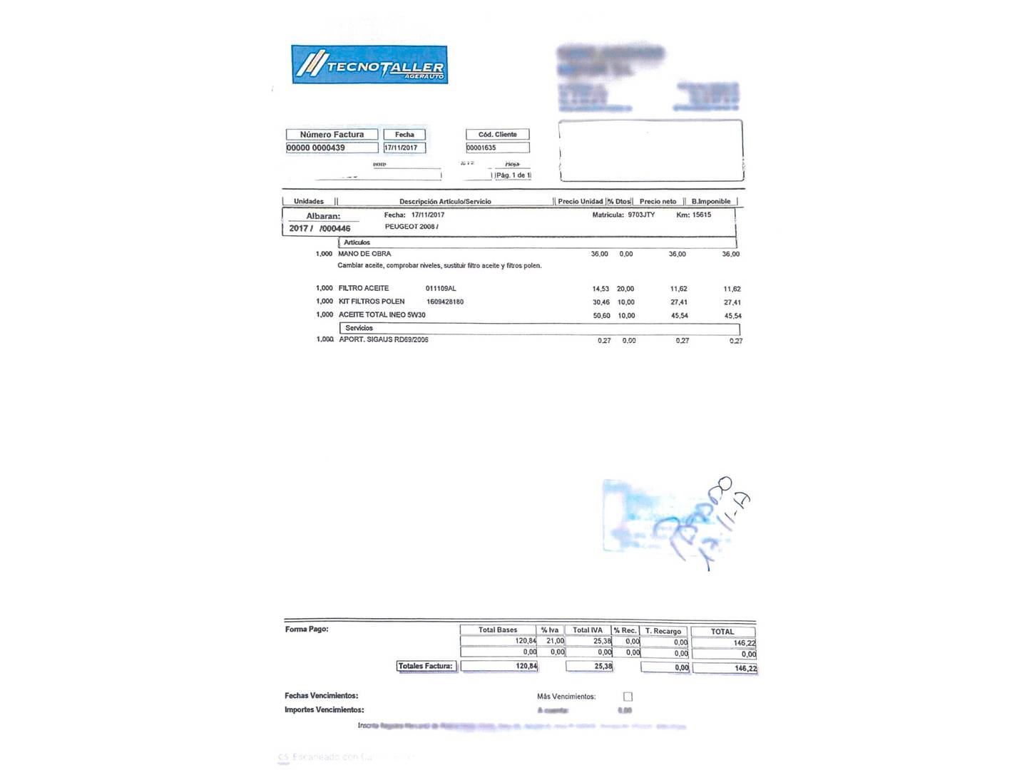 Foto del mantenimiento del Peugeot 2008 Peugeot 2008 PureTech 110 S&S Style EAT6 (110 CV)