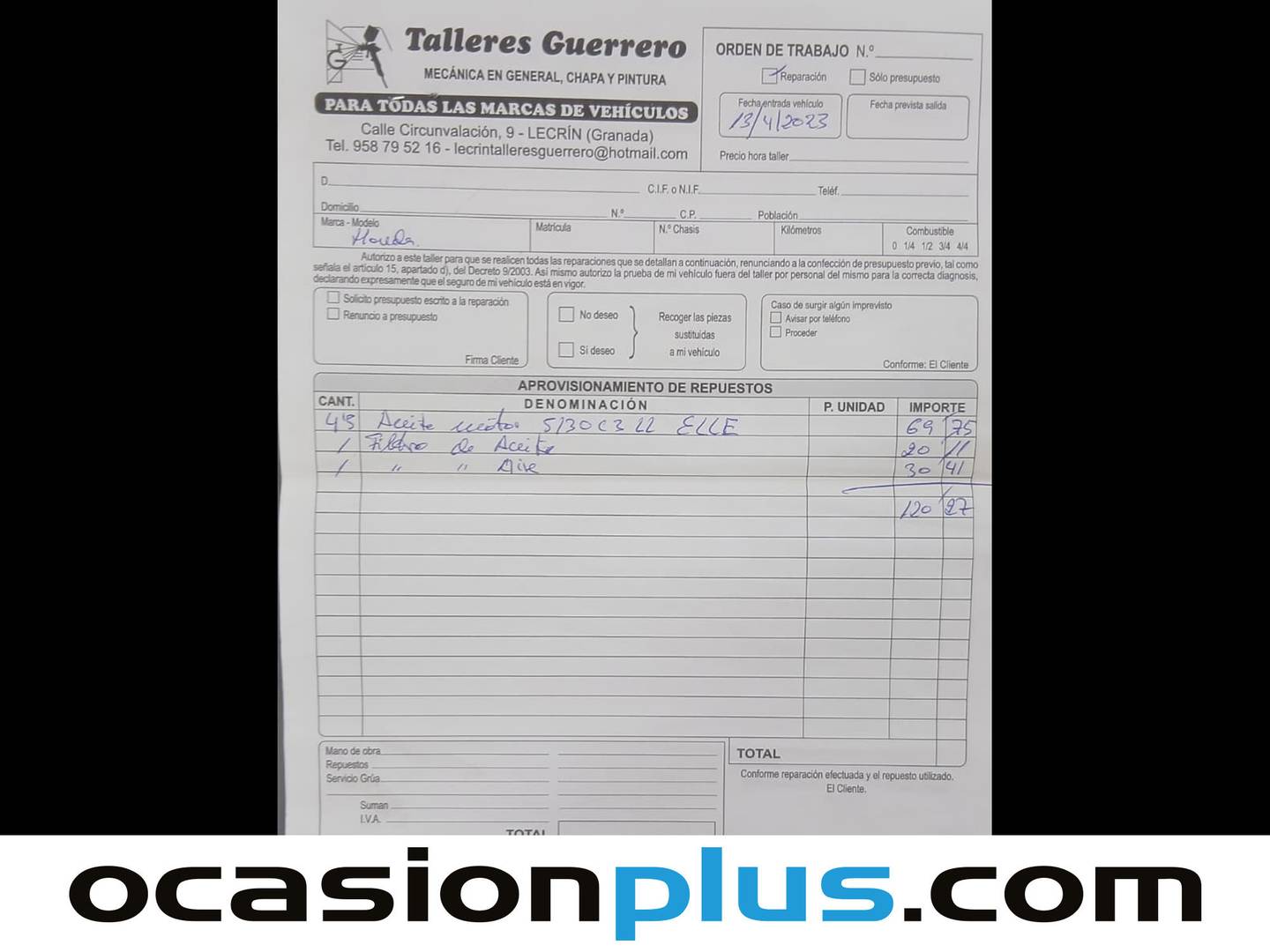 Foto del mantenimiento del Honda HR-V Honda HR-V 1.5 i-VTEC Elegance (130 CV)