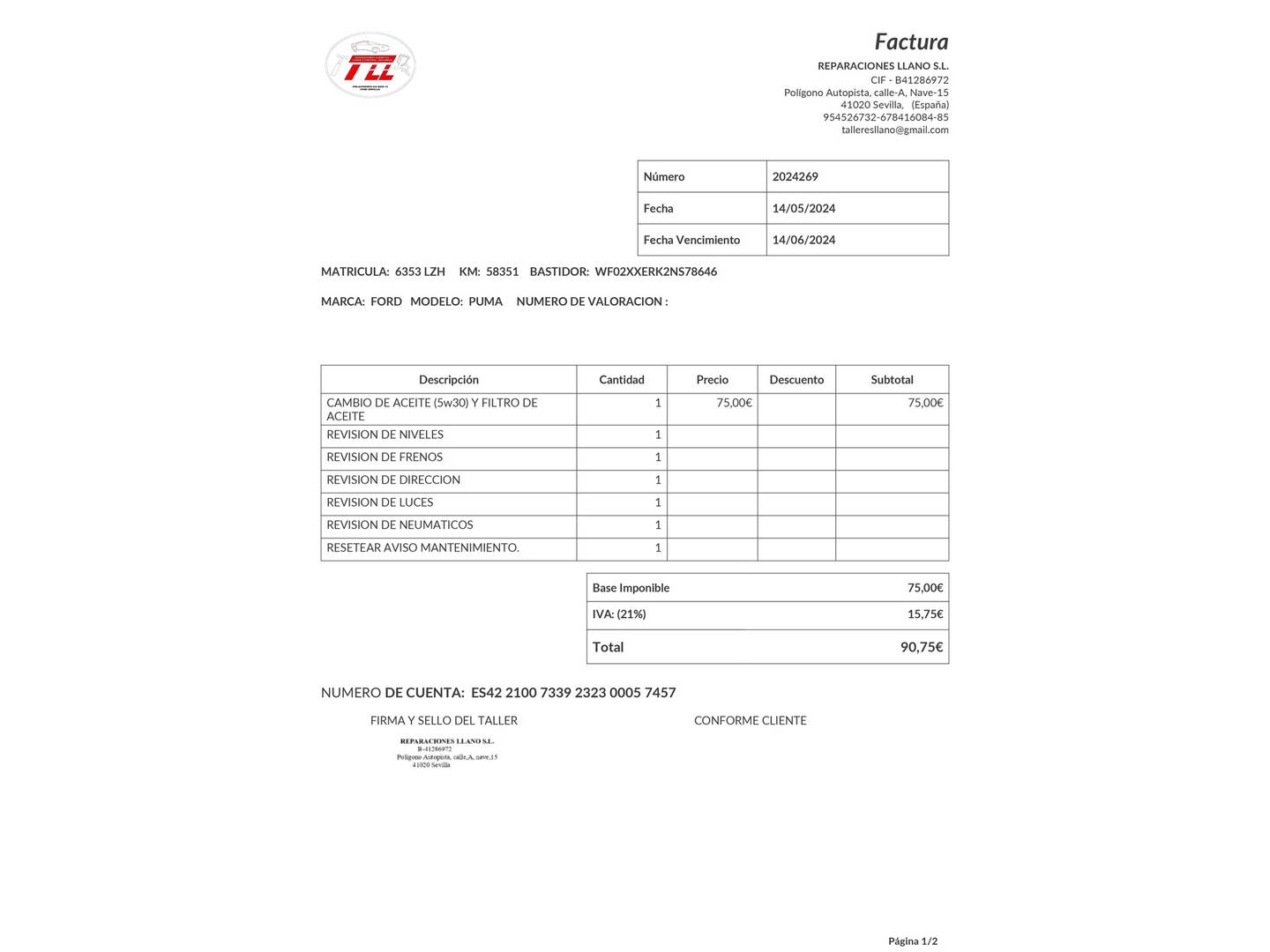 Foto del mantenimiento del Ford Puma Ford Puma 1.0 EcoBoost MHEV Titanium Design (125 CV)