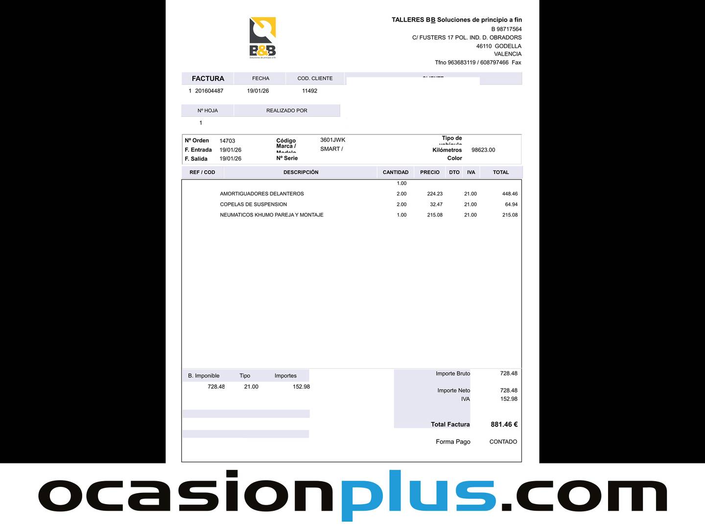 Foto del mantenimiento del Smart fortwo Smart ForTwo Coupe 66 Passion (90 CV)