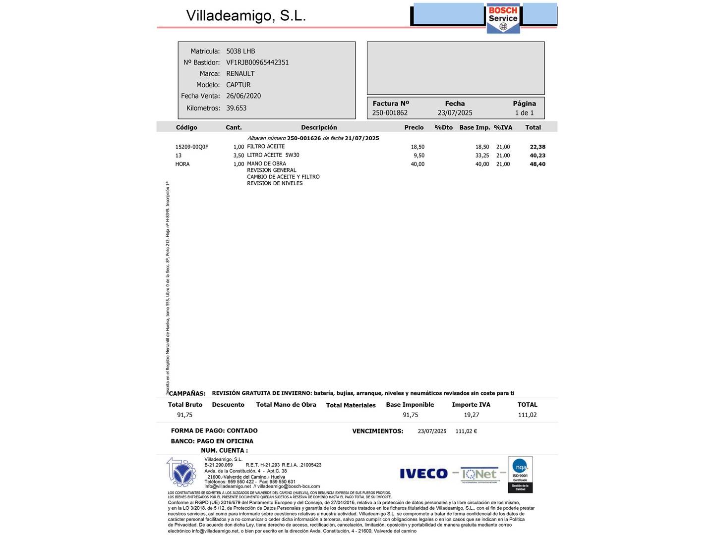Foto del mantenimiento del Renault Captur Renault Captur Zen TCe (130 CV) EDC GPF