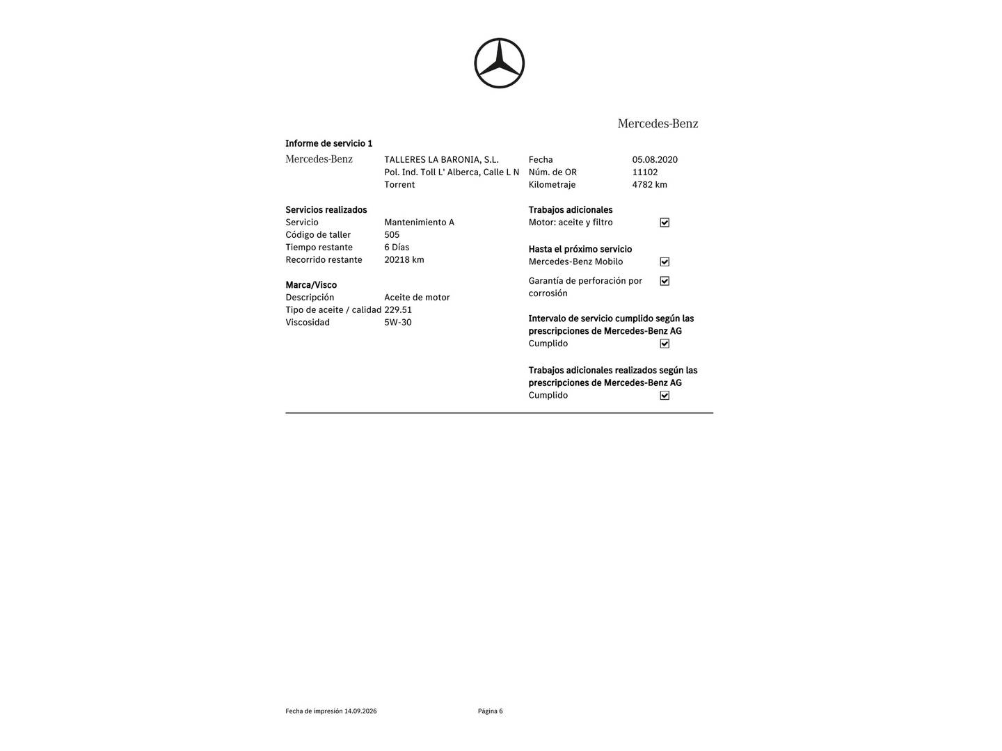 Foto del mantenimiento del Mercedes Clase C Mercedes Clase C Coupe 220 d (194 CV)
