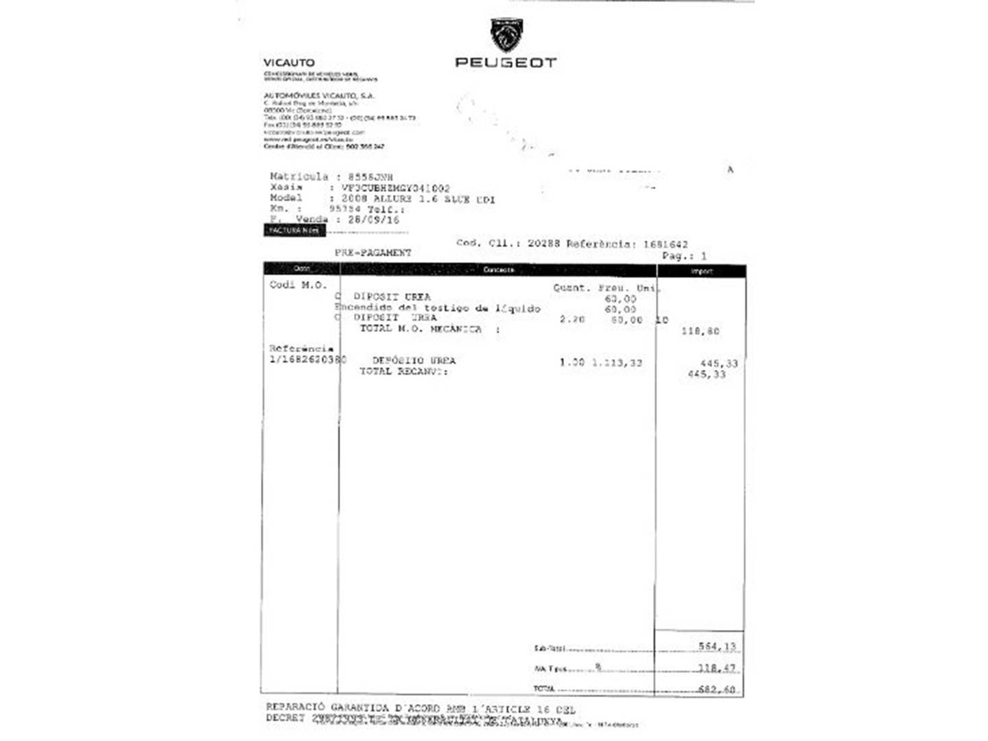 Foto del mantenimiento del Peugeot 2008 Peugeot 2008 BlueHDI 120 Allure (120 CV)