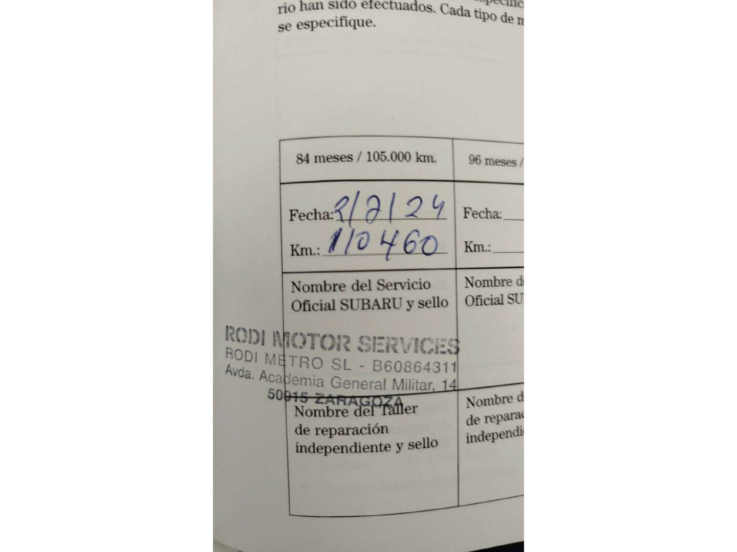 Foto del mantenimiento del Subaru Outback Subaru Outback 2.5 Executive Plus AWD CVT Lineartronic (175 CV)