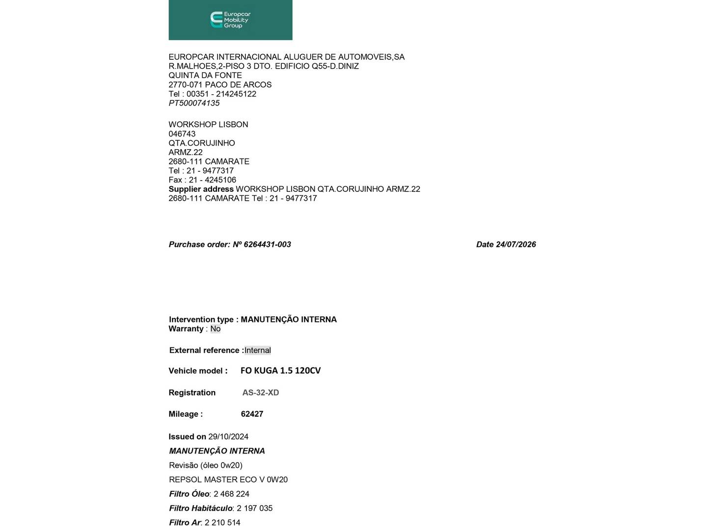 Foto del mantenimiento del Ford Kuga Ford Kuga 1.5 EcoBoost S&S ST-Line 4x2 (150 CV)