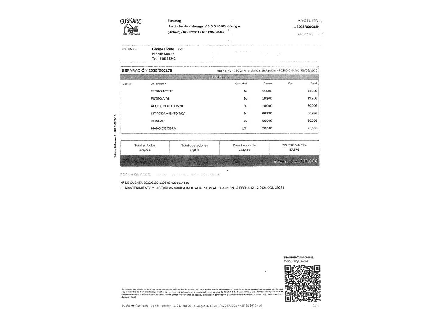 Foto del mantenimiento del Ford C-Max Ford C-Max 1.0 EcoBoost S&S Titanium (125 CV)