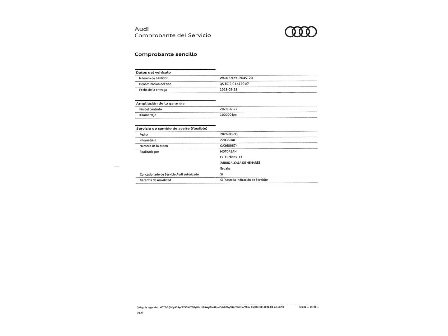 Foto del mantenimiento del Audi Q5 Audi Q5 Advanced 35 TDI (163 CV) S Tronic
