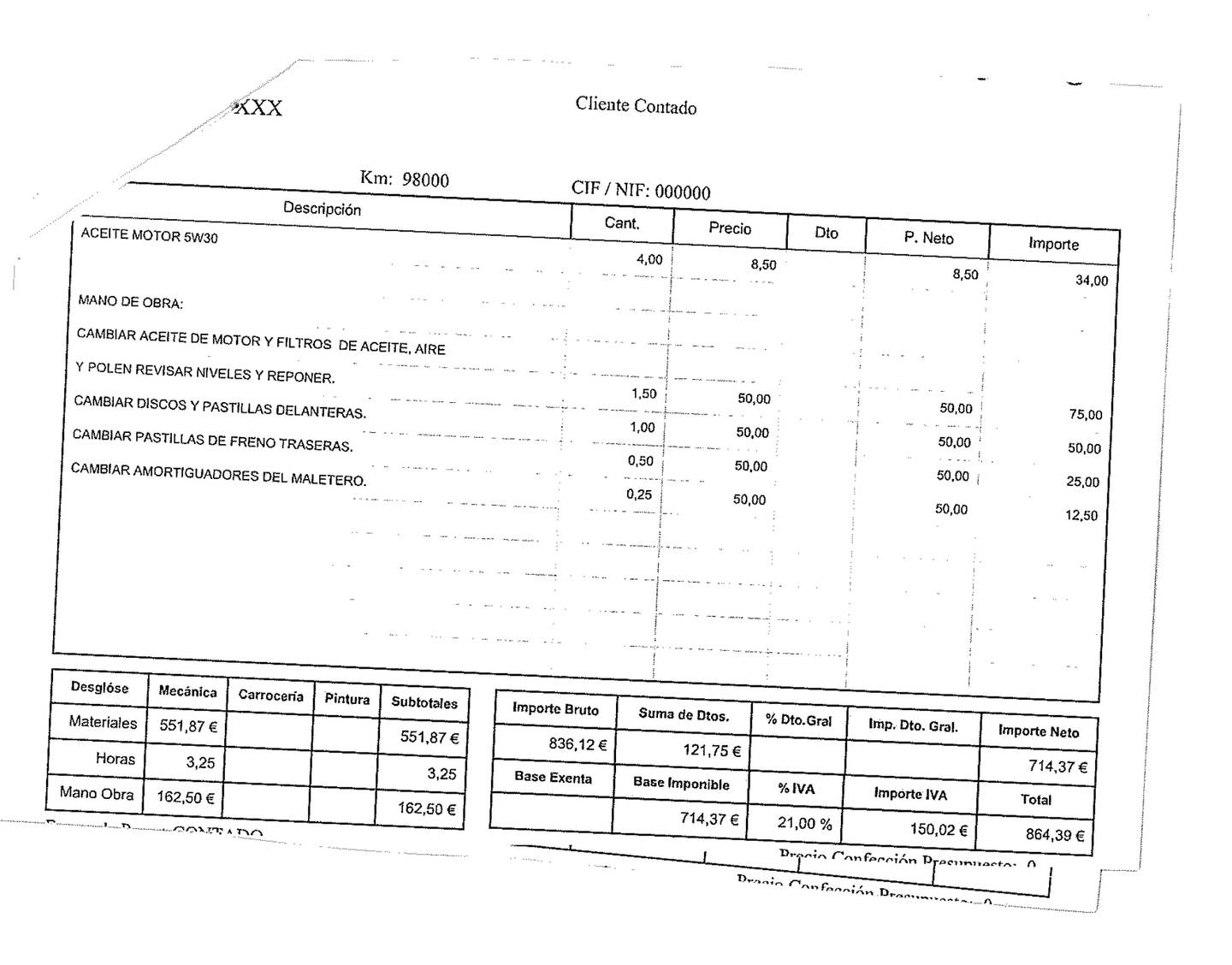 Foto del mantenimiento del Mini MINI MINI MINI 5 Puertas Cooper (136 CV)