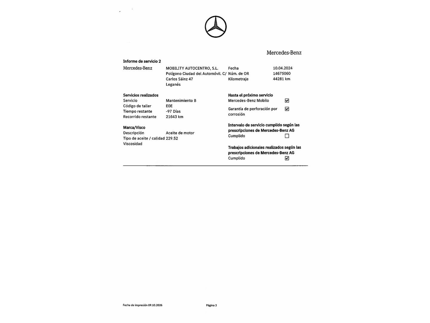 Foto del mantenimiento del Mercedes GLC Mercedes GLC GLC 200 d 4Matic (163 CV) Pack AMG