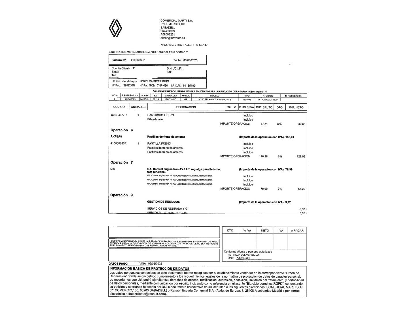 Foto del mantenimiento del Renault Clio Renault Clio Techno TCe (90 CV)