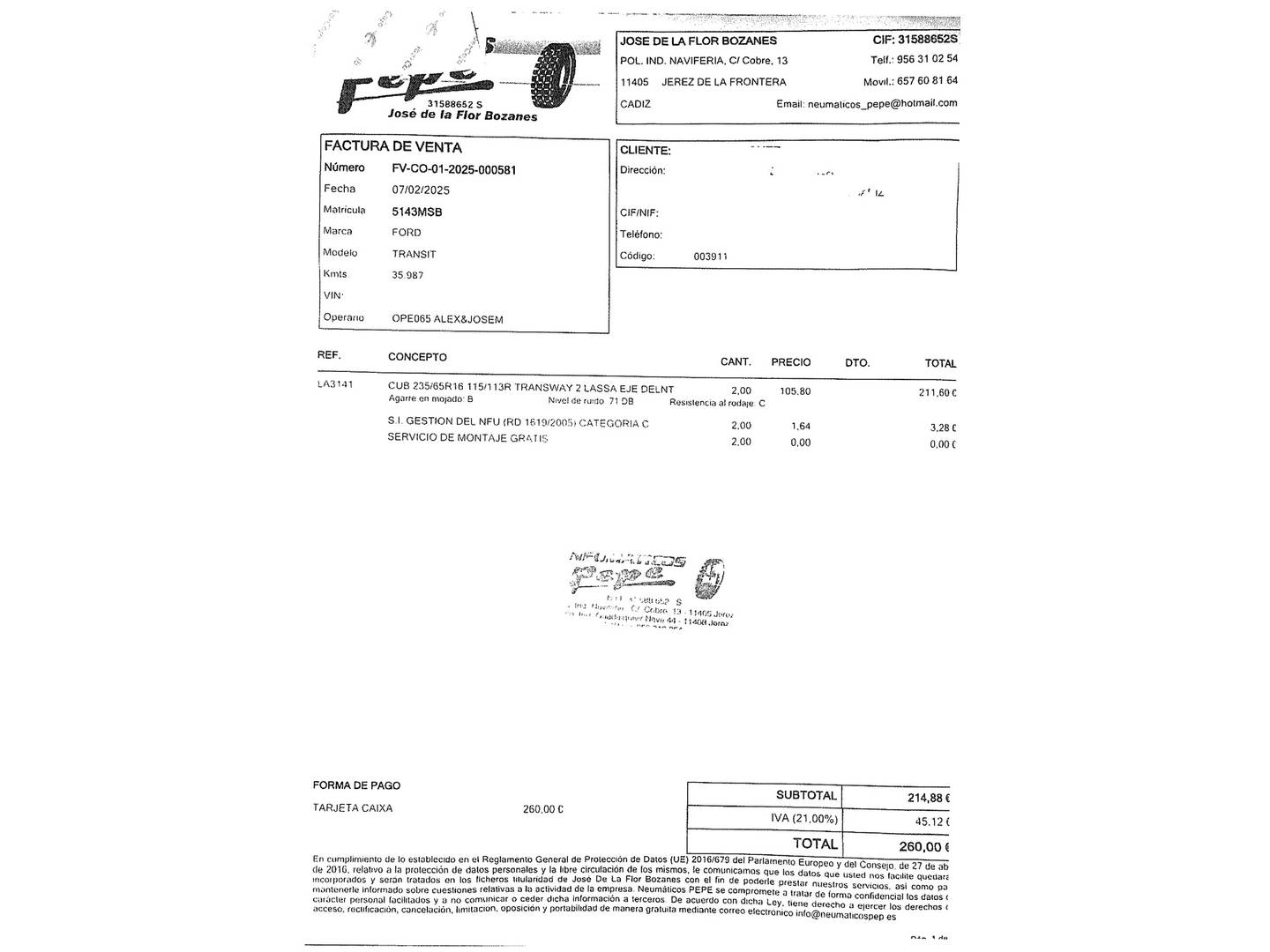 Foto del mantenimiento del Ford Transit Ford Transit 350 96kW L2H2 Van Trend FWD HD
