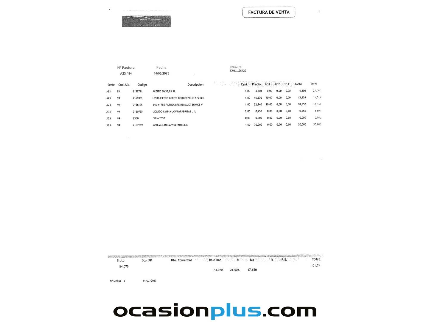Foto del mantenimiento del Renault Scénic Renault Scenic dCi 110 Intens Energy (110 CV)