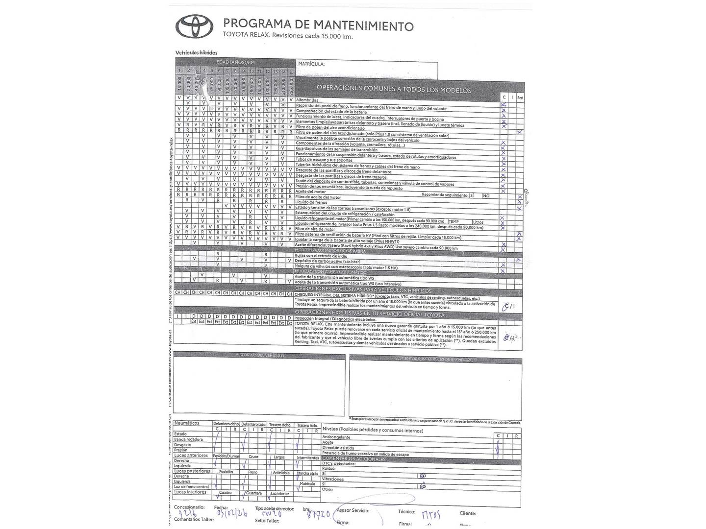 Foto del mantenimiento del Toyota Rav4 Toyota Rav4 2.5l hybrid Luxury  (218 CV)