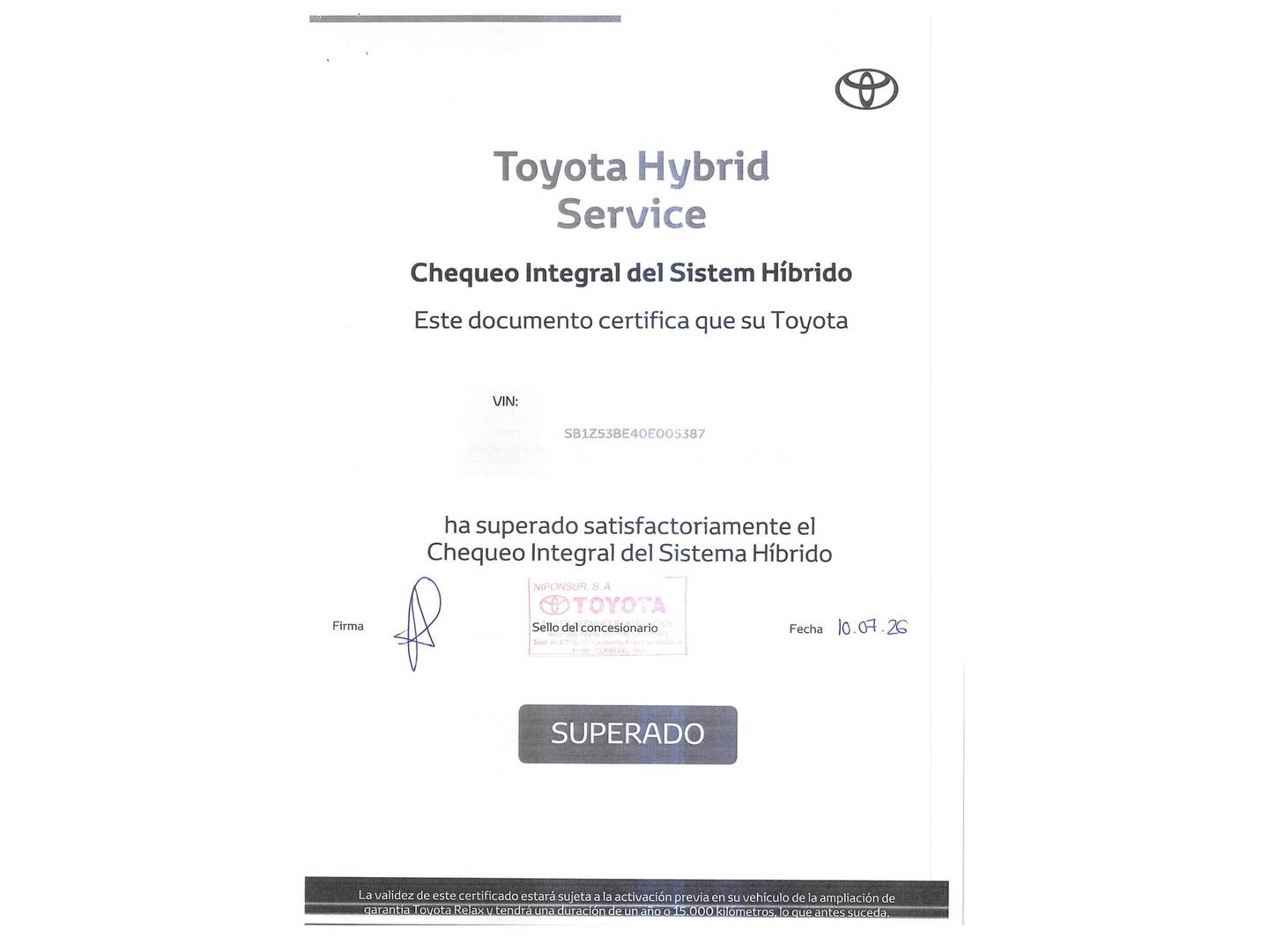 Foto del mantenimiento del Toyota Corolla Toyota Corolla Touring Sports 180H Feel! E-CVT (180 CV)