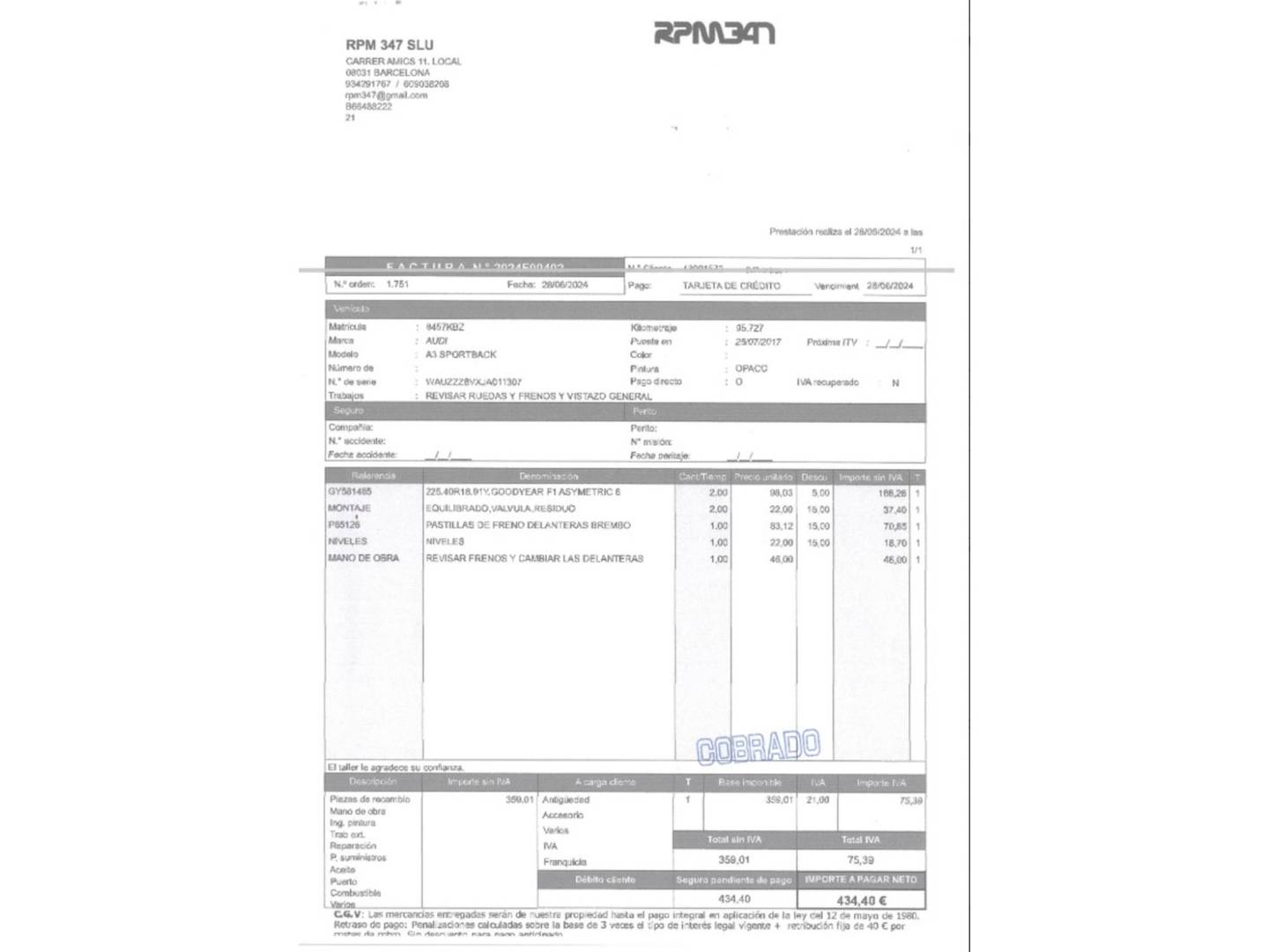 Foto del mantenimiento del Audi A3 Audi A3 Sportback S line edition 2.0 TDI (150 CV) Pack S-line