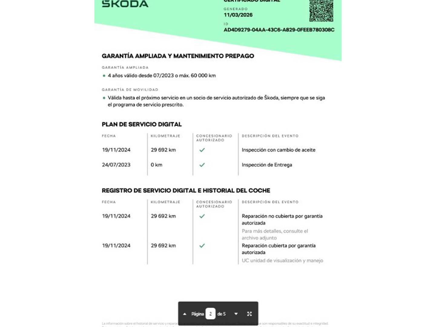 Foto del mantenimiento del Skoda Kamiq Skoda Kamiq 1.5 TSI Montecarlo DSG (150 CV)