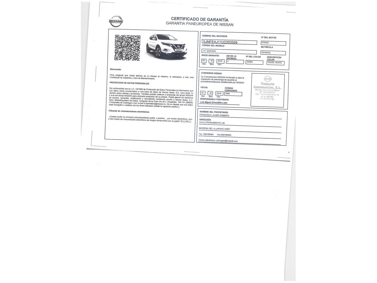 Foto del mantenimiento del Nissan QASHQAI Nissan Qashqai DIG-T 115 N-Connecta (115 CV)