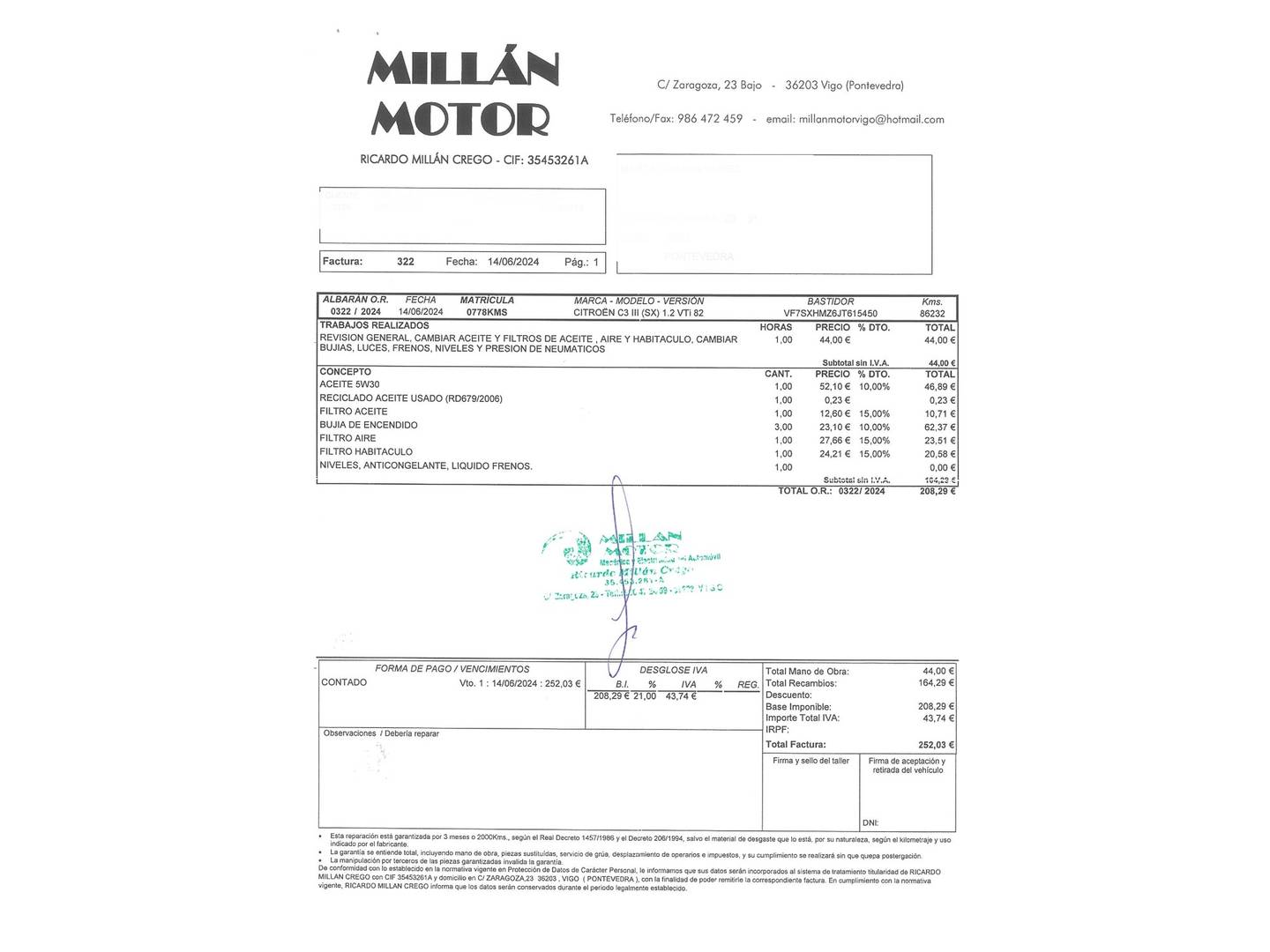 Foto del mantenimiento del Citroën C3 Citroën C3 PureTech 82 Feel (83 CV)