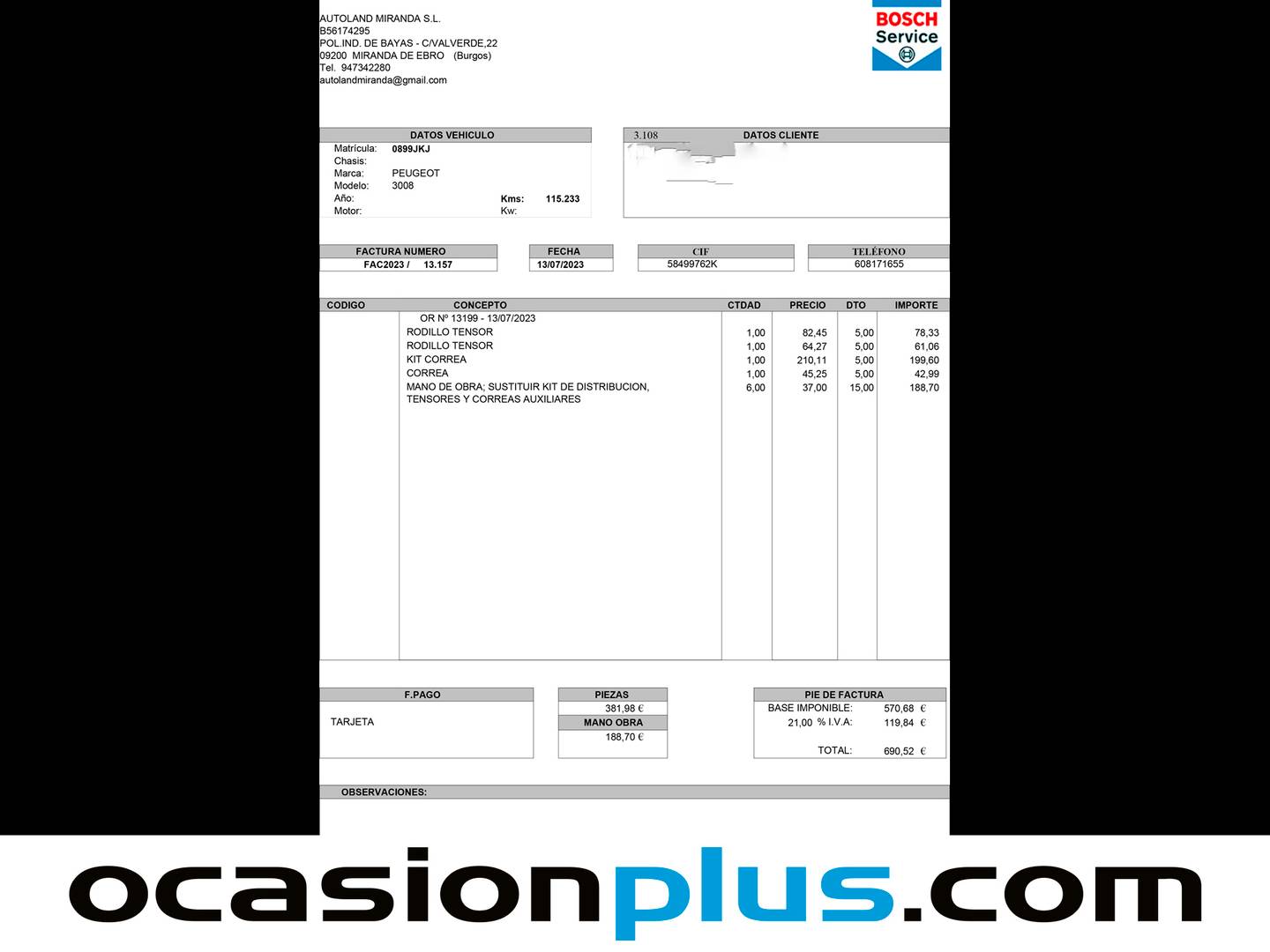 Foto del certificado del Peugeot 3008 Peugeot 3008 1.2 PureTech Style S&S (130 CV)