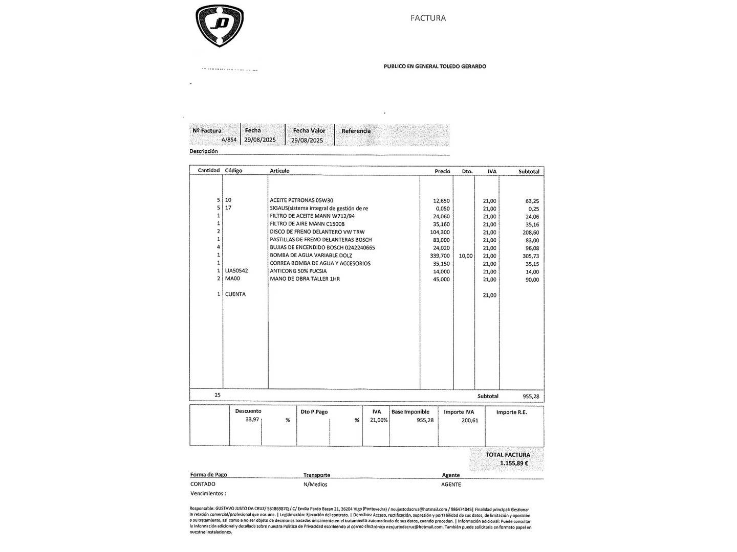 Foto del mantenimiento del Seat Toledo Seat Toledo 1.2 TSI S&S I-Tech (105 CV)