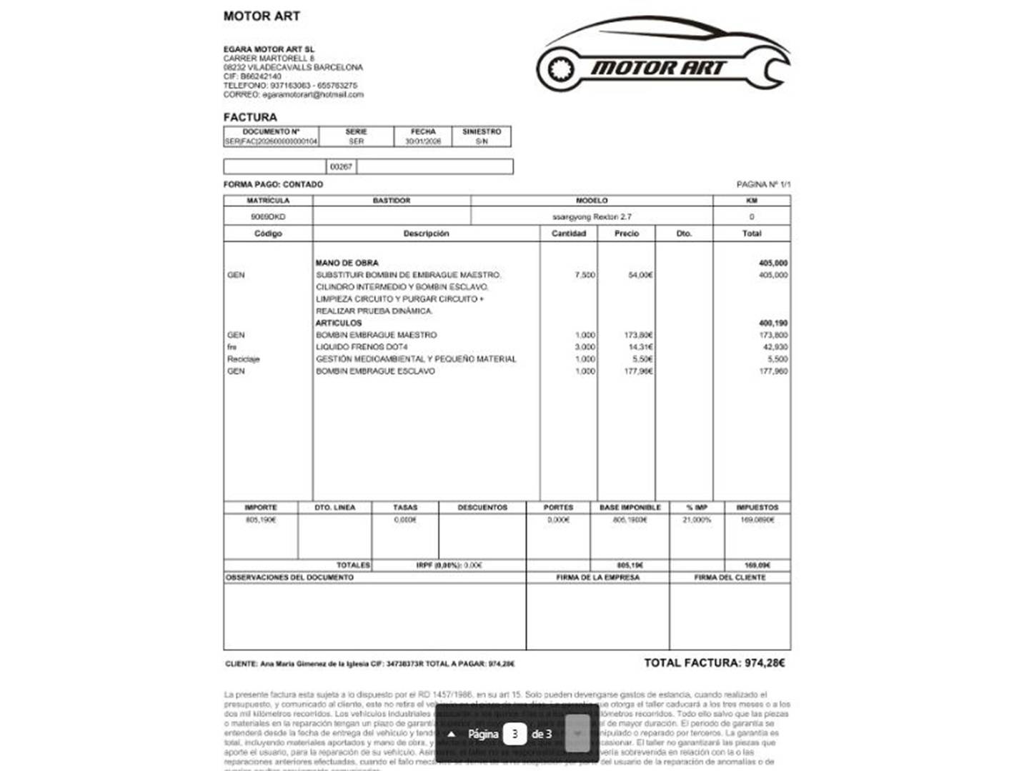 Foto del mantenimiento del SsangYong Rexton SsangYong Rexton 270 Xdi Full (165 CV)