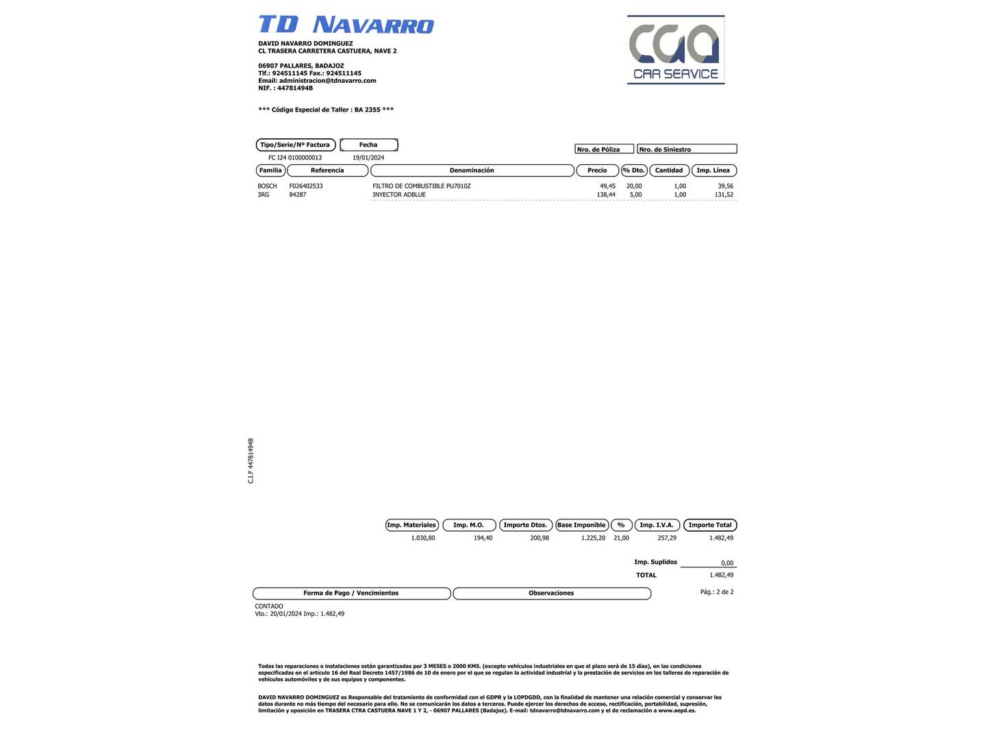 Foto del mantenimiento del Peugeot 5008 Peugeot 5008 1.6L BlueHDi S&S Allure EAT6 (120 CV) 7 Plazas