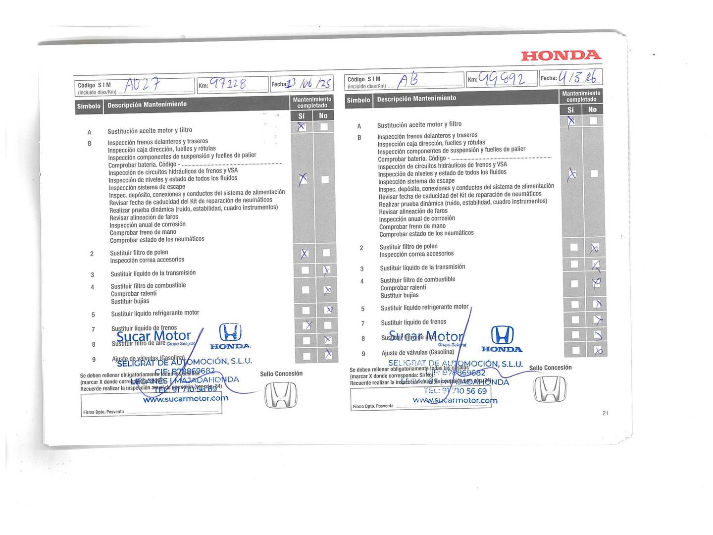 Foto del mantenimiento del Honda Jazz Honda Jazz 1.3 i-VTEC Elegance (102 CV)