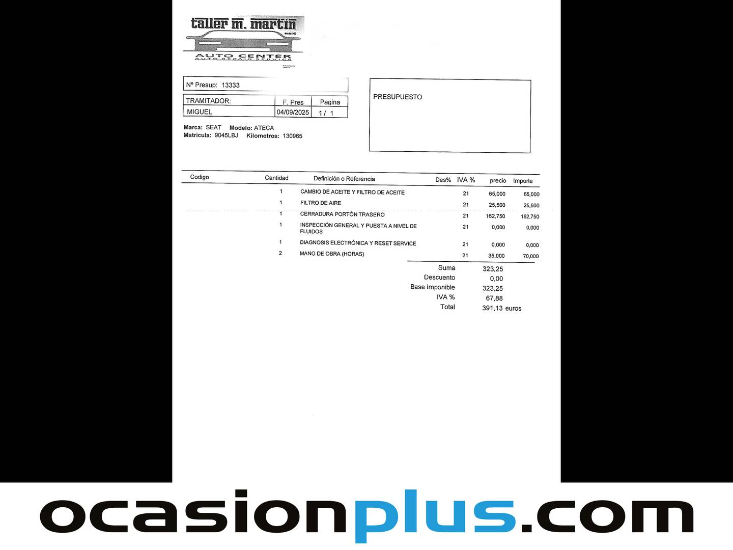 Foto del mantenimiento del Seat Ateca SEAT Ateca 1.5 TSI S&S Style (150 CV)