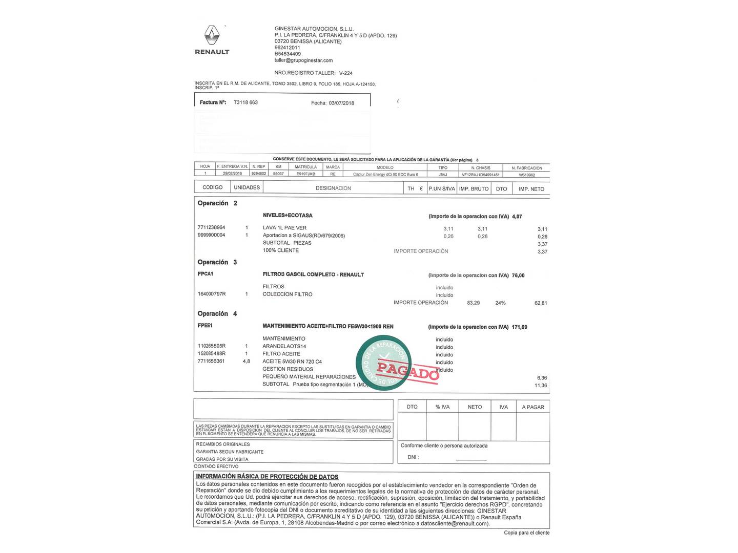 Foto del mantenimiento del Renault Captur Renault Captur Zen Energy dCi (90 CV) EDC