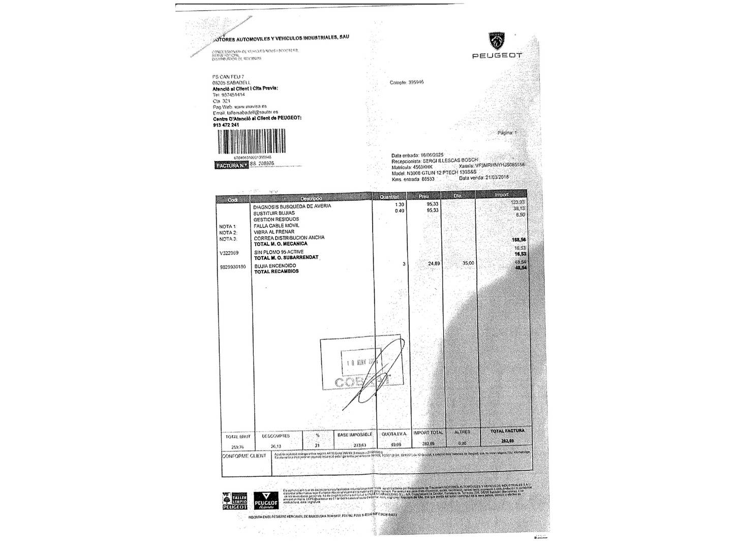 Foto del mantenimiento del Peugeot 3008 Peugeot 3008 PureTech 130 S&S GT Line (130 CV)