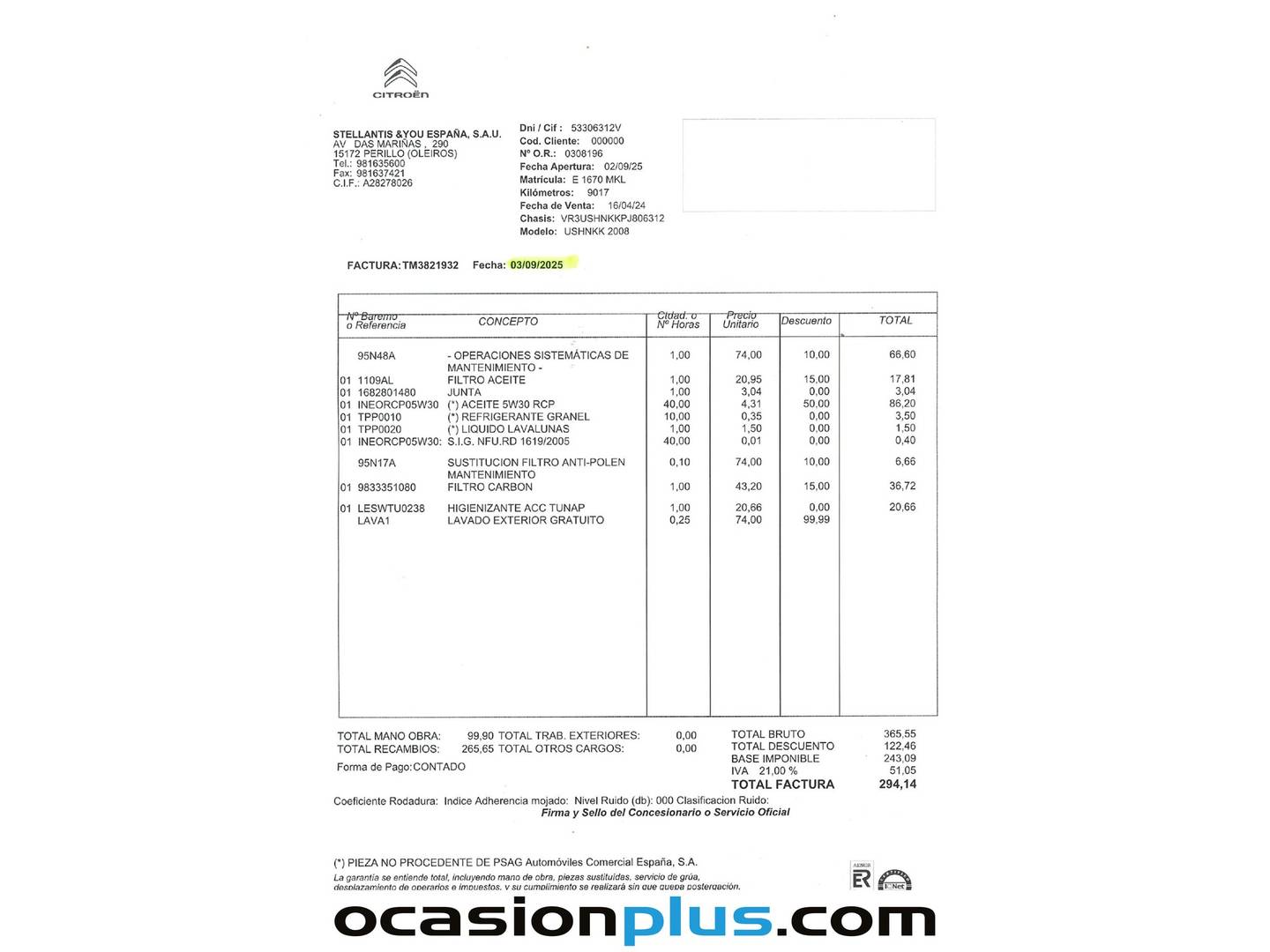 Foto del mantenimiento del Peugeot 2008 Peugeot 2008 PureTech 100 S&S Allure (100 CV)