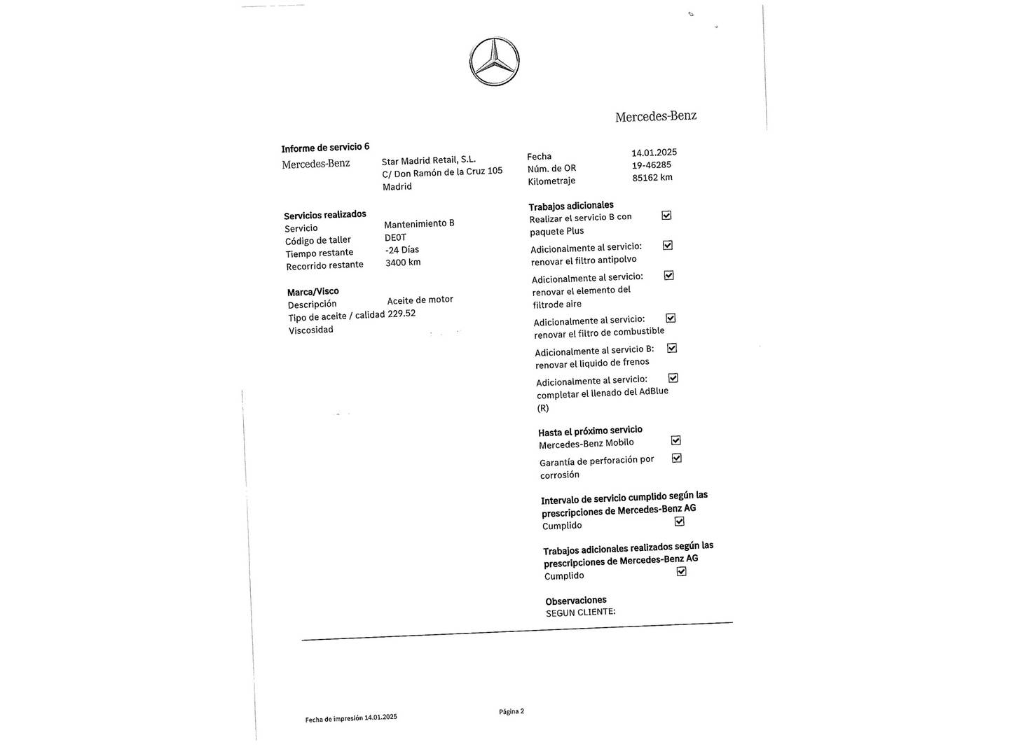 Foto del mantenimiento del Mercedes Clase GLC Mercedes GLC 220 d 4Matic (170 CV)