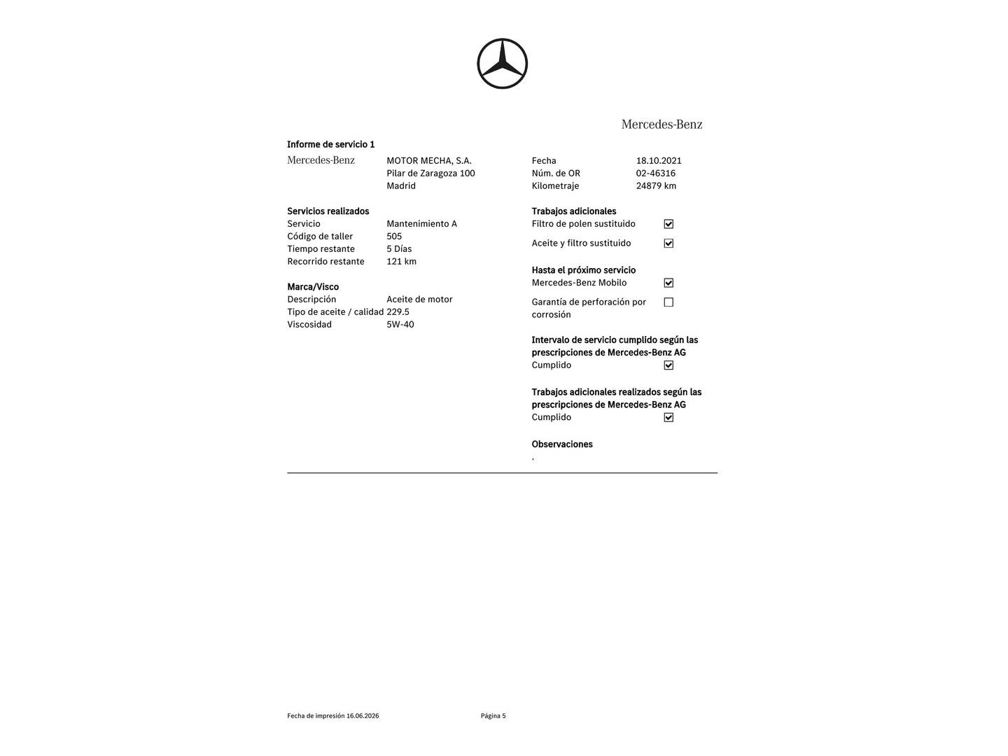 Foto del mantenimiento del Mercedes Clase GLC Mercedes GLC 4Matic (258 CV)