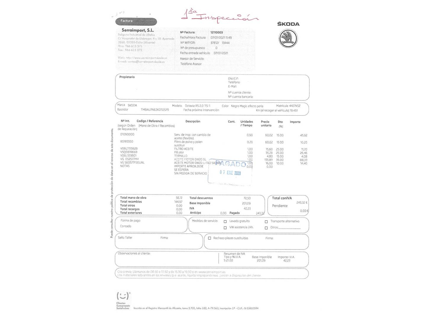 Skoda Octavia Skoda Octavia 2.0 TSI RS  (245 CV) DSG seminuevo