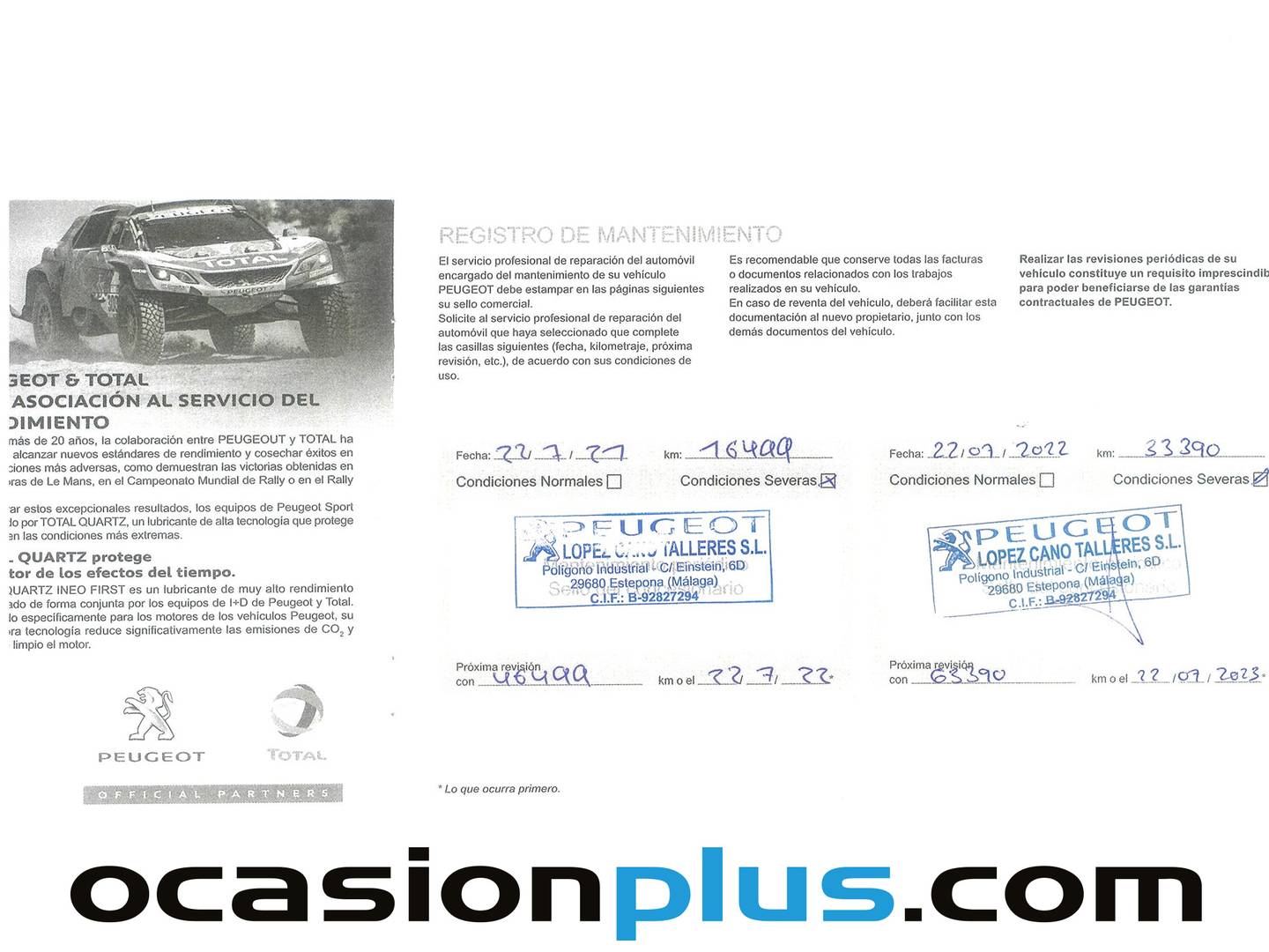 Foto del mantenimiento del Peugeot Rifter Peugeot Rifter BlueHDi 130 Allure Standard (130 CV)