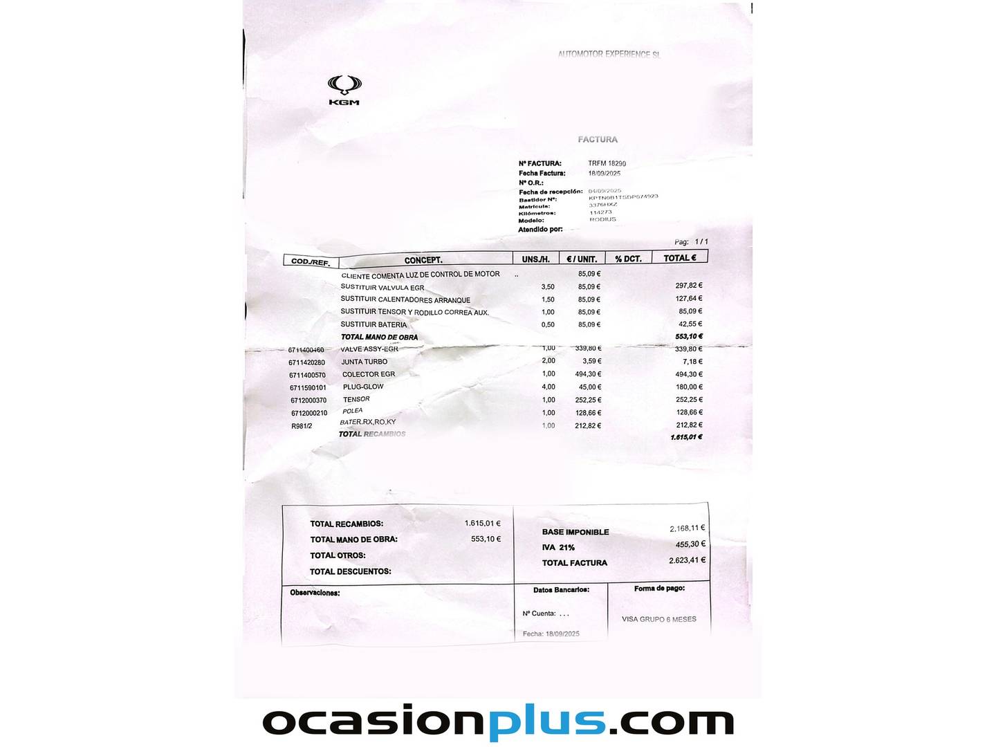 Foto del mantenimiento del SsangYong Rodius SsangYong Rodius 2.0 e-Xdi Limited (155 CV) 7 Plazas