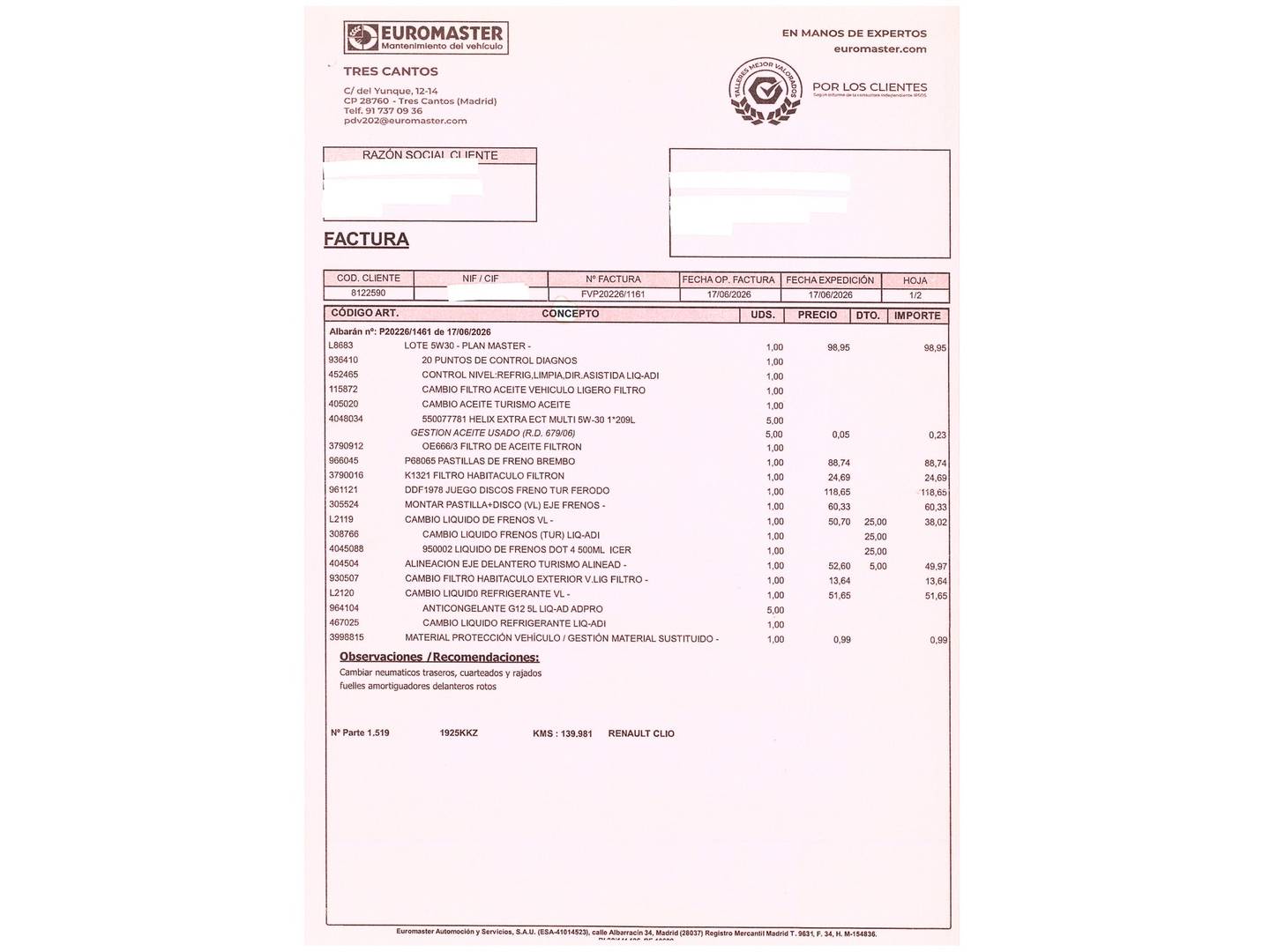Foto del mantenimiento del Renault Clio Renault Clio Limited Energy TCe (90 CV) GLP