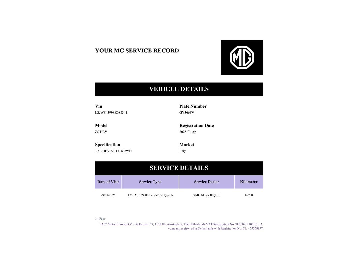Foto del mantenimiento del MG ZS MG ZS 1.5 Hybrid+ Luxury (197 CV)