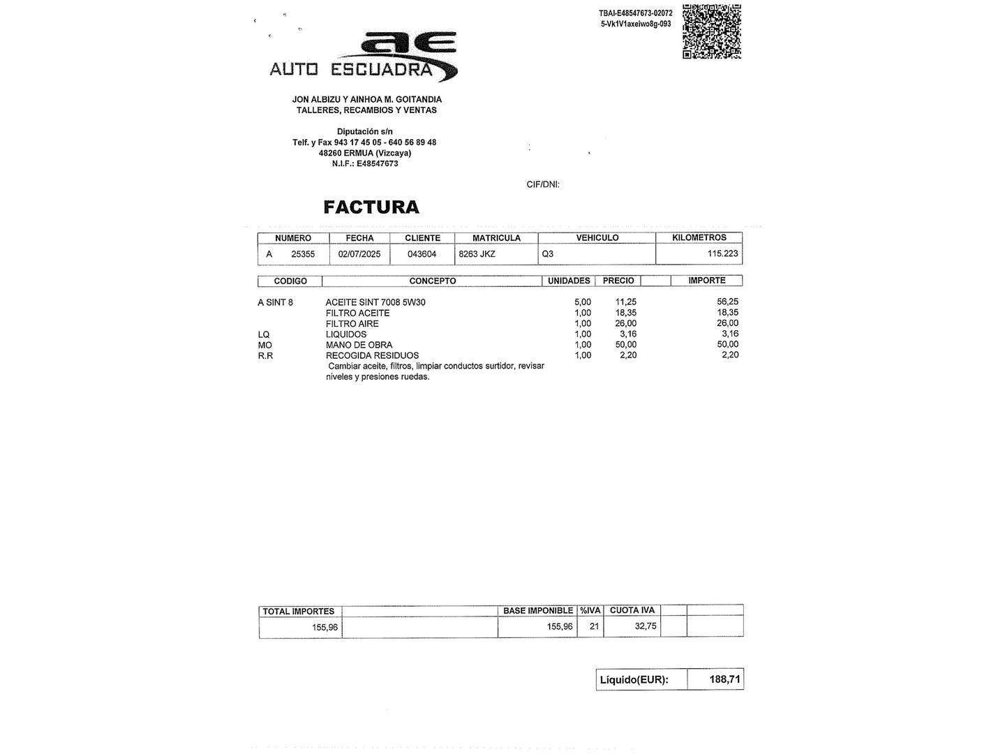 Foto del mantenimiento del Audi Q3 Audi Q3 sport edition 2.0 TDI quattro (184 CV) S tronic Pack S-Line