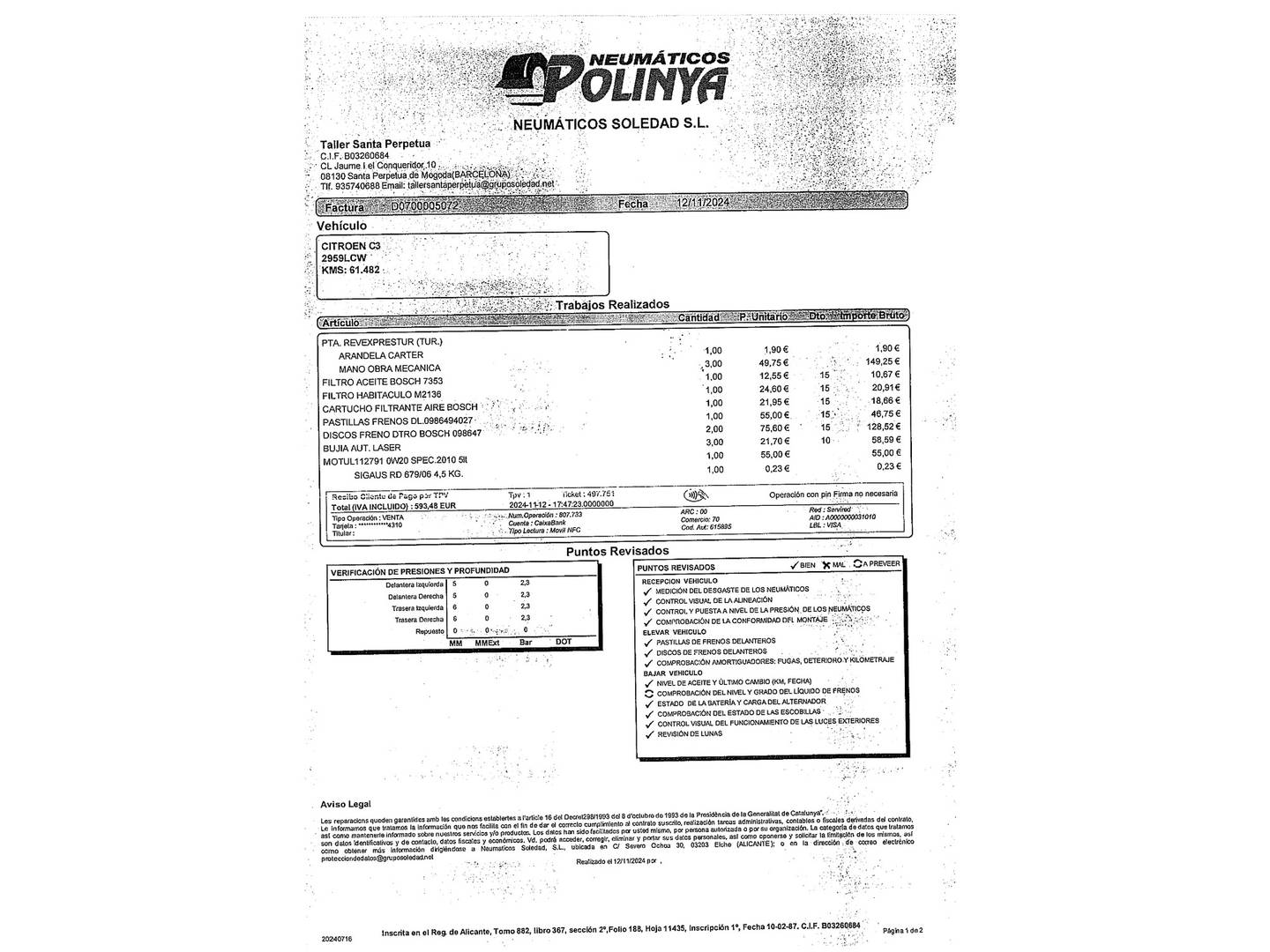 Foto del mantenimiento del Citroën C3 Citroën C3 PureTech 82 Feel (83 CV)