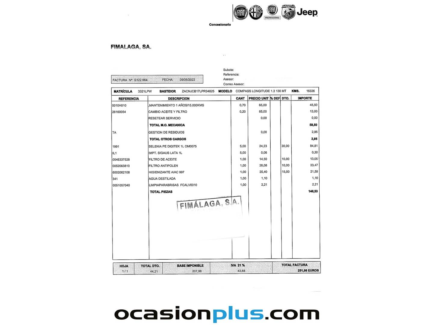 Foto del mantenimiento del Jeep Compass Jeep Compass 1.3 Gse T4 Longitude FWD MT (130 CV)
