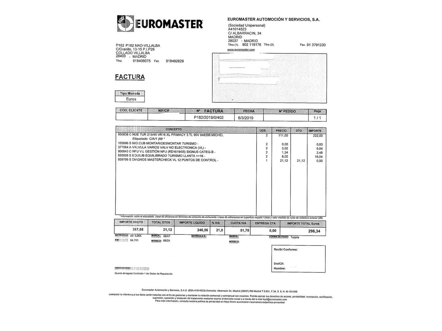 Foto del mantenimiento del Seat Ibiza Seat Ibiza 1.4 TDI Style Connect (90 CV)