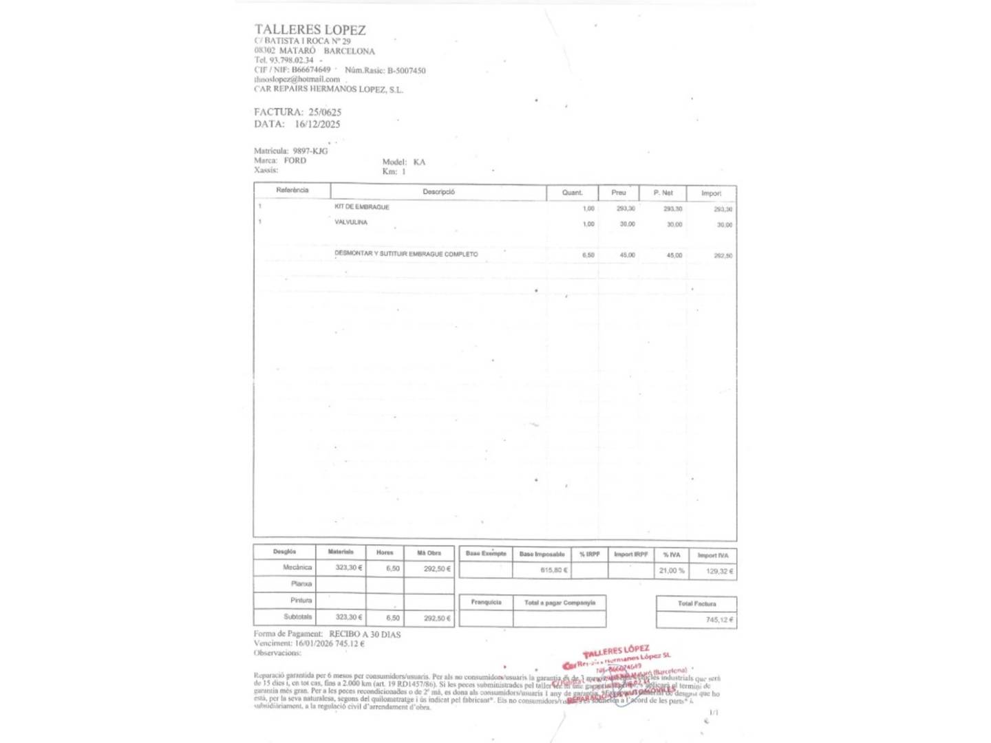 Foto del mantenimiento del Ford Ka+ Ford Ka+ 1.2 Ti-VCT Black&White Edition (85 CV)