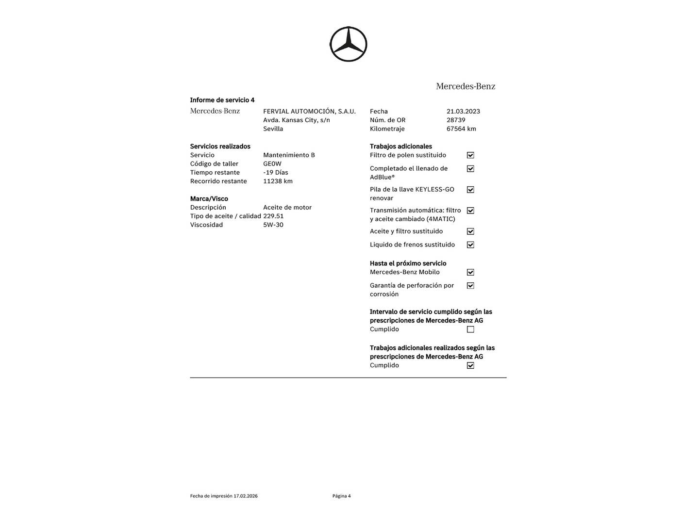 Foto del mantenimiento del Mercedes Clase GLC Mercedes GLC 220 d 4Matic (170 CV)