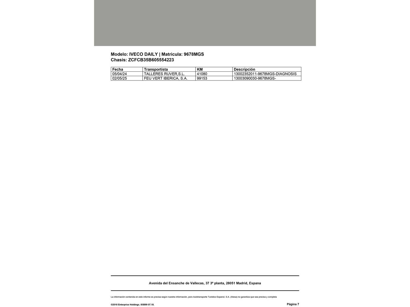 Foto del mantenimiento del Iveco Daily Iveco Daily Furgon 35S 16 V 3520L/H2 (156 CV)