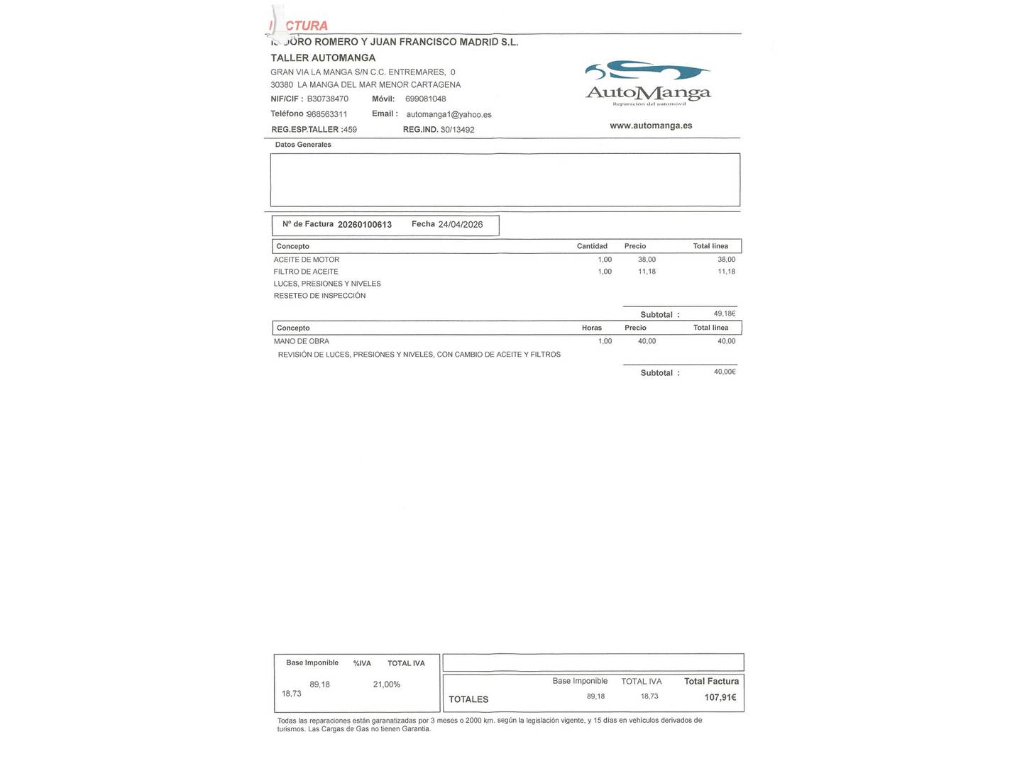 Foto del certificado del Peugeot Rifter Peugeot Rifter BlueHDi 100 Allure Pack Standard (100 CV)